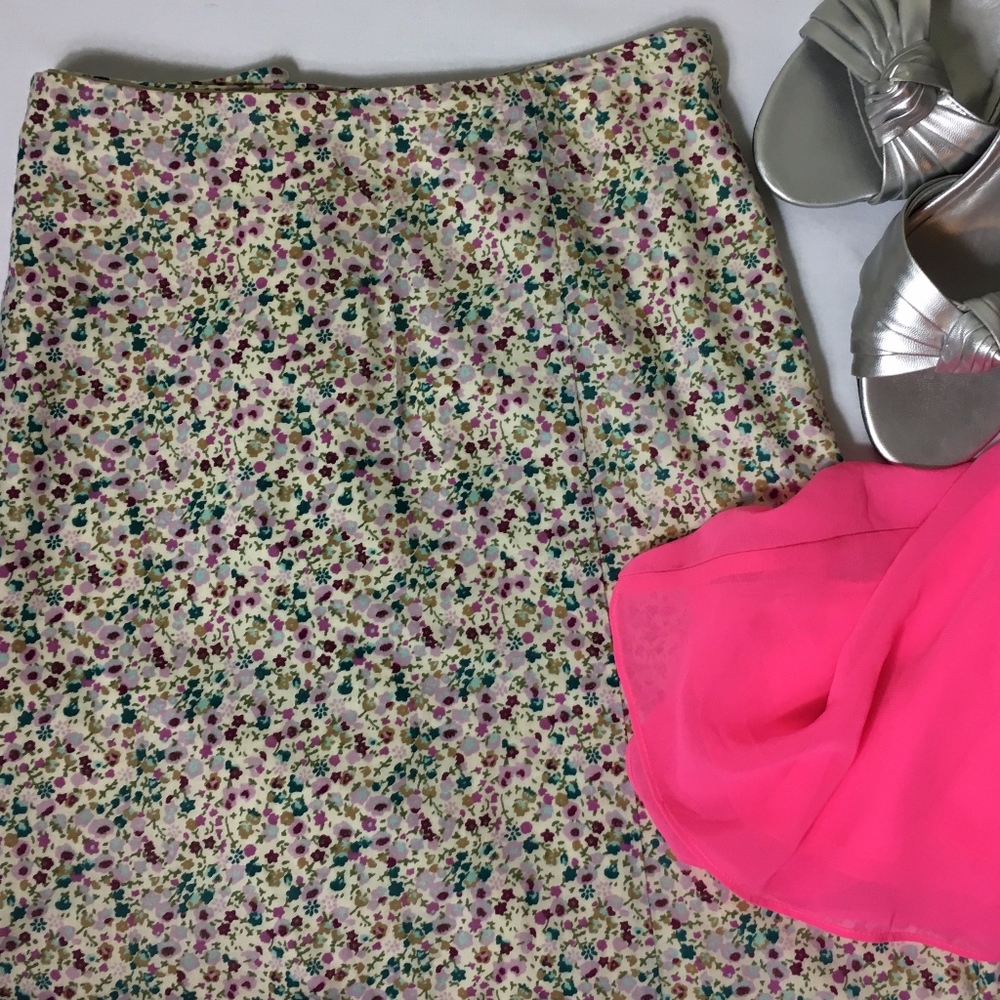 Janeville 100% Cotton Lined Floral Skirt